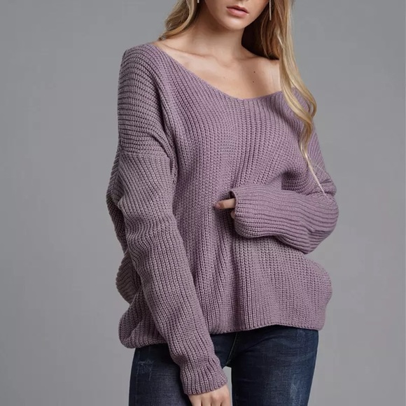 Purple Twisted Knit Sweater - Picture 4 of 6